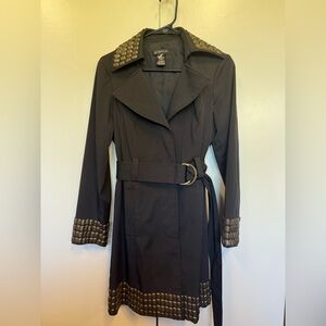 Gorgeous INC Internarional Concepts trench coat with bronze beads.  Steampunk